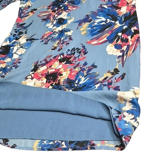 Nordstrom Charles Henry shift tie wrap dress, Med,Blue,floral,ruffle sleeves,EC - Picture 9 of 10